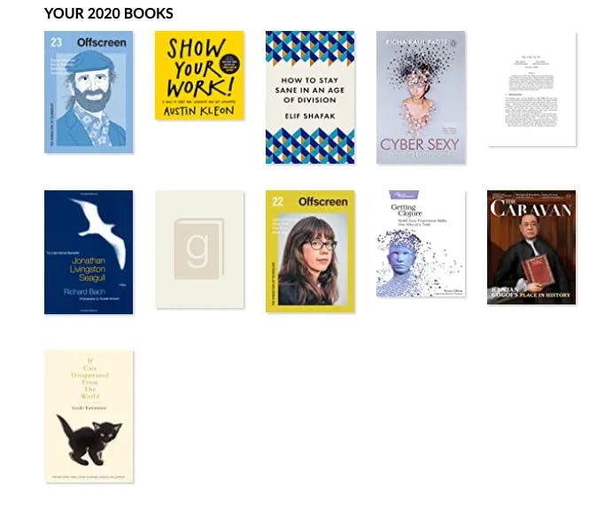 Grid of books read in 2020