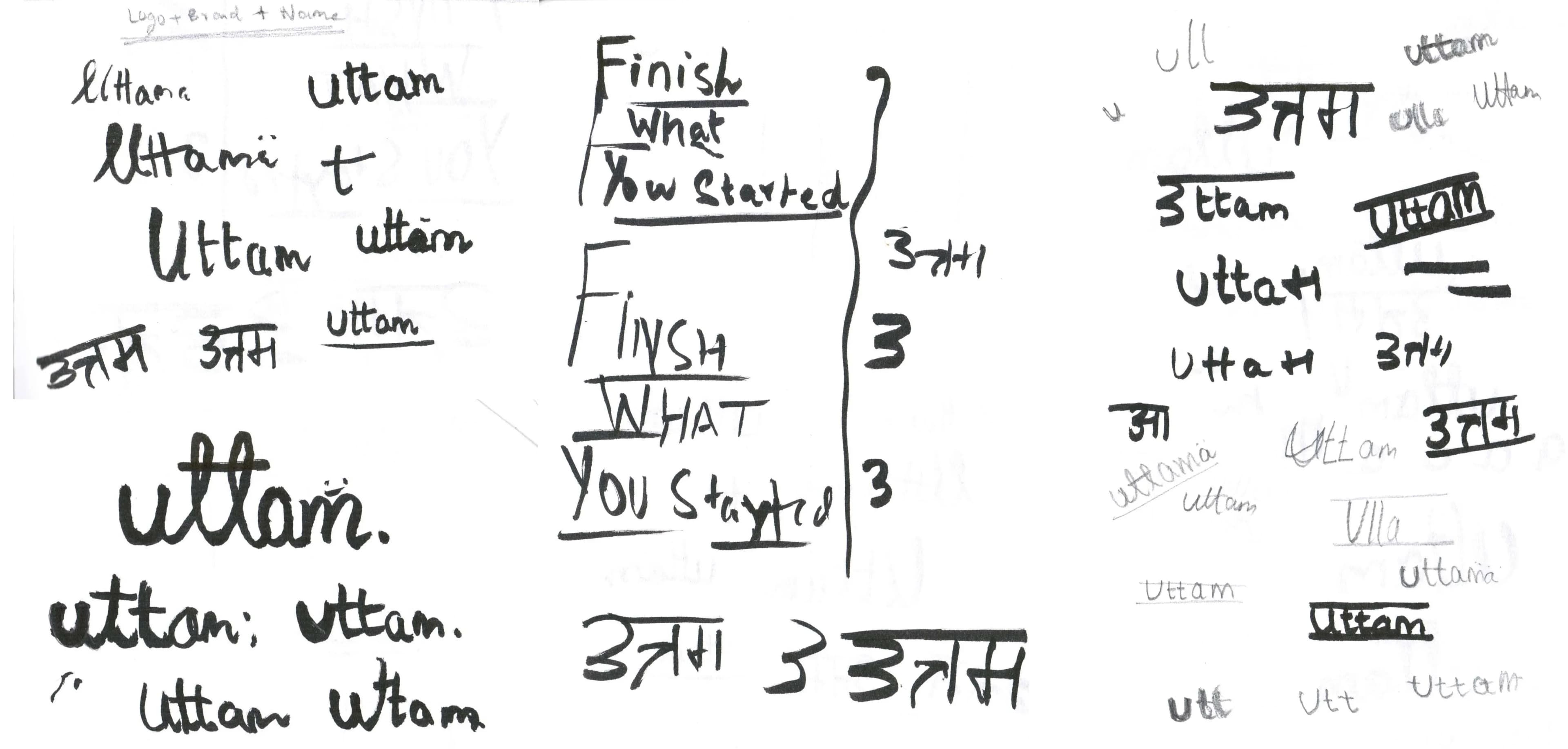 Low fidelity sketches for Uttam's logo